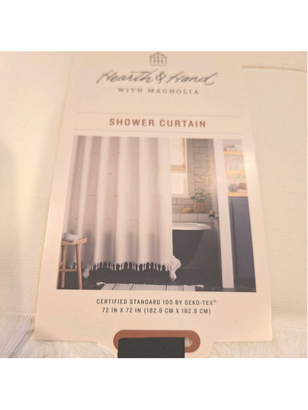 NEW Hearth & Home Knotted Fringe Cream Shower Curtain Target Magnolia Ivory - Picture 3 of 6